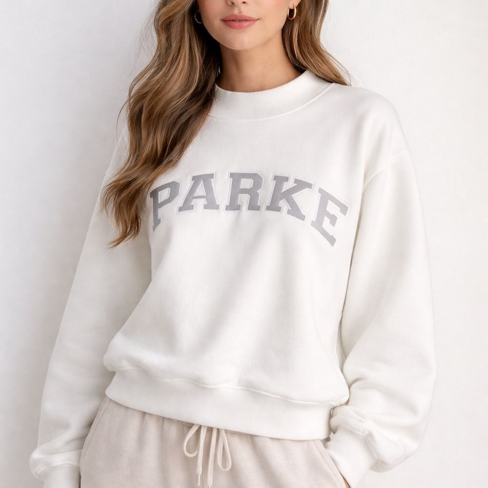 Parke Varsity Fleece Mockneck White/Gray